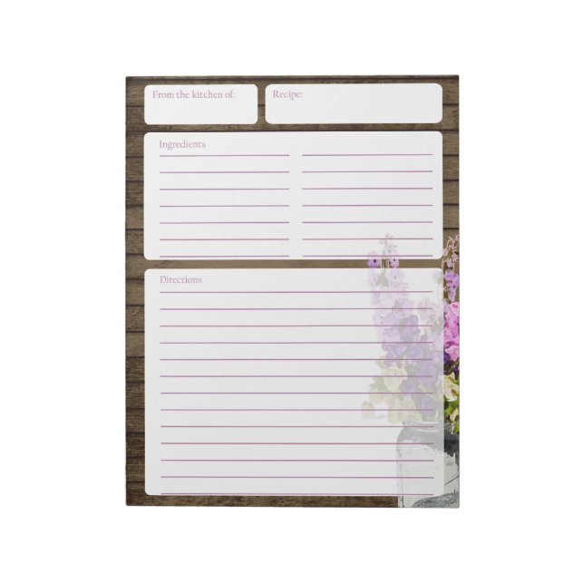 Bloc-note Pages de recettes Rustic Barn Wood and Jar of Flow (Tourné)