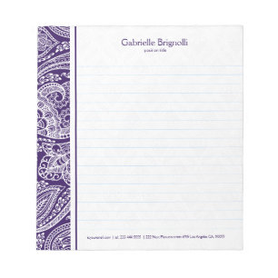 Bloc-note Paisley blanc sur violet