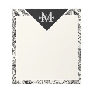 Bloc-note Paisley noir et blanc