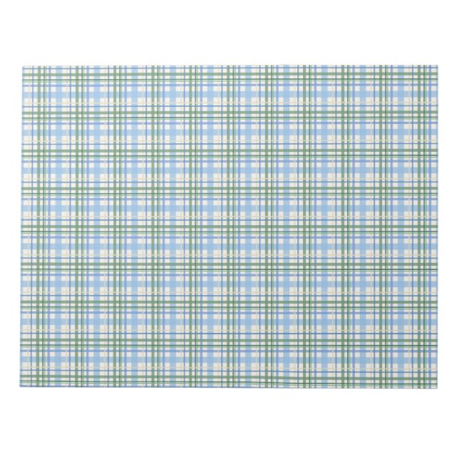 Bloc-note Pale Bleu Vert Plaid Carte Enveloppe Liner (Devant)