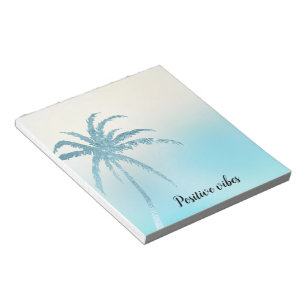 Bloc-note Palmier tropical à étincelles bleu vert d'eau