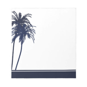 Bloc-note Palmier tropical bleu et blanc de la Marine