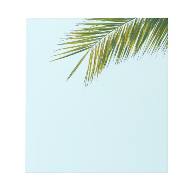 Bloc-note Palmier Vert Tropical sur Fond Bleu Clair (Devant)