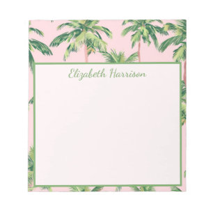 Bloc-note Palmiers Tropicaux sur Fond Rose Personnalisé