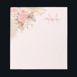 Bloc-note Pampas Grass Rose Gold Flores Nom Monogramme<br><div class="desc">Ce bloc-notes design est décoré d'herbe de pampas aquarelle,  d'eucalyptus,  de fleurs et de feuilles séchés sur un arrière - plan rose vif. Facile à personnaliser. Parce que nous créons notre oeuvre,  vous ne trouverez pas cette image exacte d'autres designers. Aquarelle originale © Michele Davies.</div>
