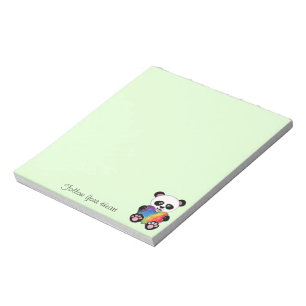 Bloc-note Panda Aquarelle Cute Avec Coeur Arc En Ciel