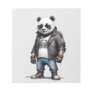 Bloc-note Panda Biker Rebel Veste en cuir Style Cool urbain