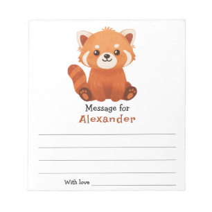 Bloc-note Panda roux - Message de capsule temporelle d'anniv