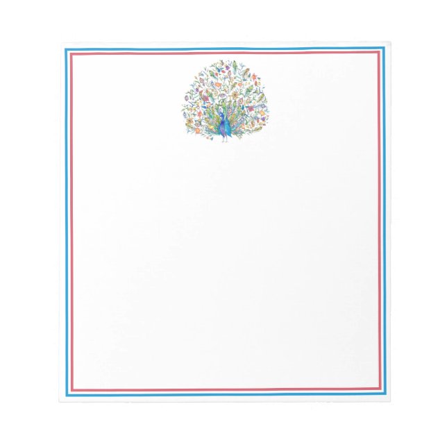 Bloc-note Paon floral aquarelle  (Devant)