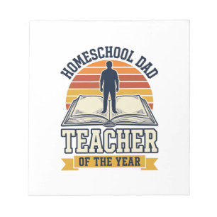 Bloc-note Papa à la maison Professeur de l'année T-shirt vin