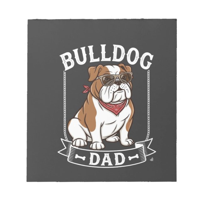 Bloc-note Papa Bouledogue Chien Lunettes de soleil Bandana (Devant)
