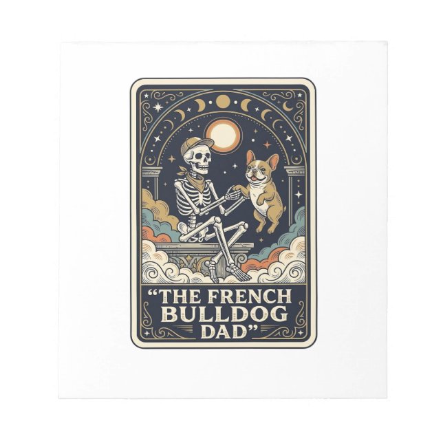 Bloc-note Papa Bouledogue Français Chemise Tarot Squelette V (Devant)