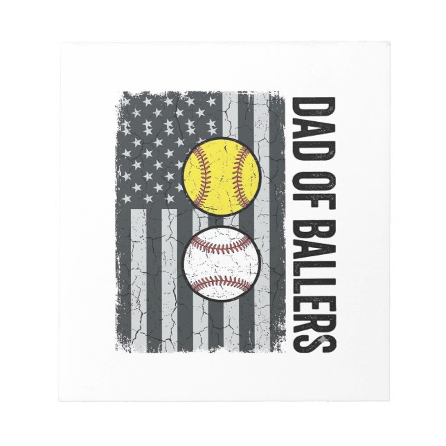Bloc-note Papa de Ballers Softball Baseball Patriotique (Devant)