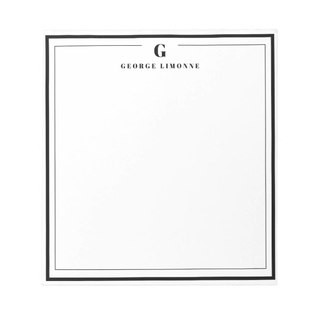Bloc-note Papeterie à monogramme personnalisé avec bordure n (Devant)