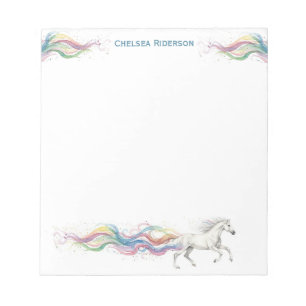 Bloc-note Papeterie Cheval Personnalisée Cheval Blanc Arc-en
