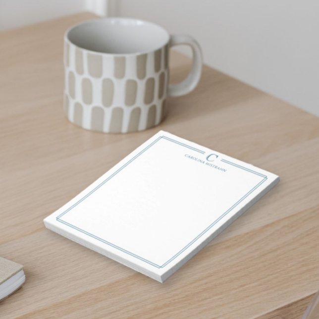 Bloc-note Papeterie Élégante avec Bordure Bleu Marine Monogr (Créateur téléchargé)