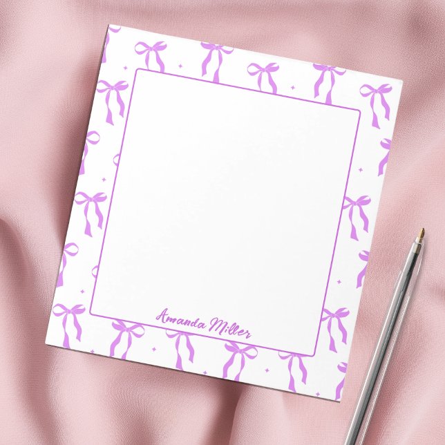 Bloc-note Papeterie Féminine  Esthétique Ruban Violet Monogr (Créateur téléchargé)