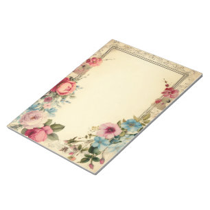 Bloc-note Papeterie Florale Antique Vintage Shabby Rose Pink