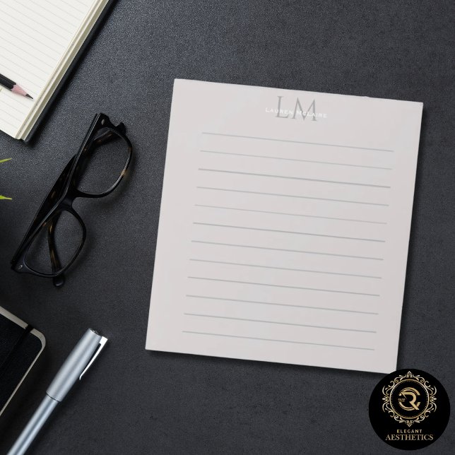 Bloc-note Papeterie Monogramme Gris Taupe Moderne (Créateur téléchargé)