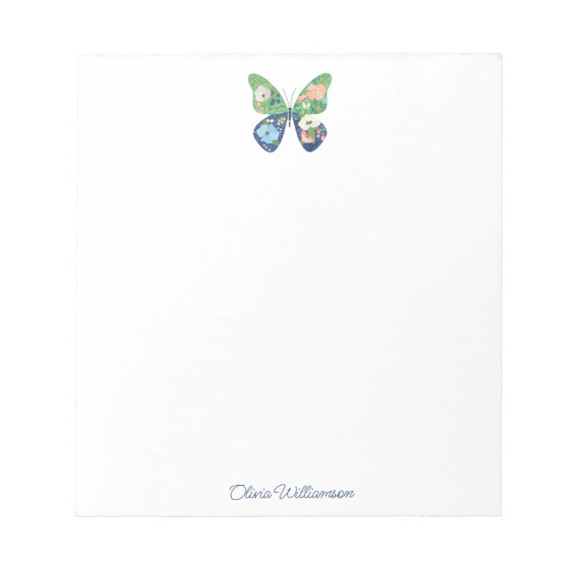 Bloc-note Papeterie papillon florale fantaisiste personnalis (Devant)