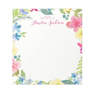 Bloc-note Papeterie personnalisée à fleurs roses jolies