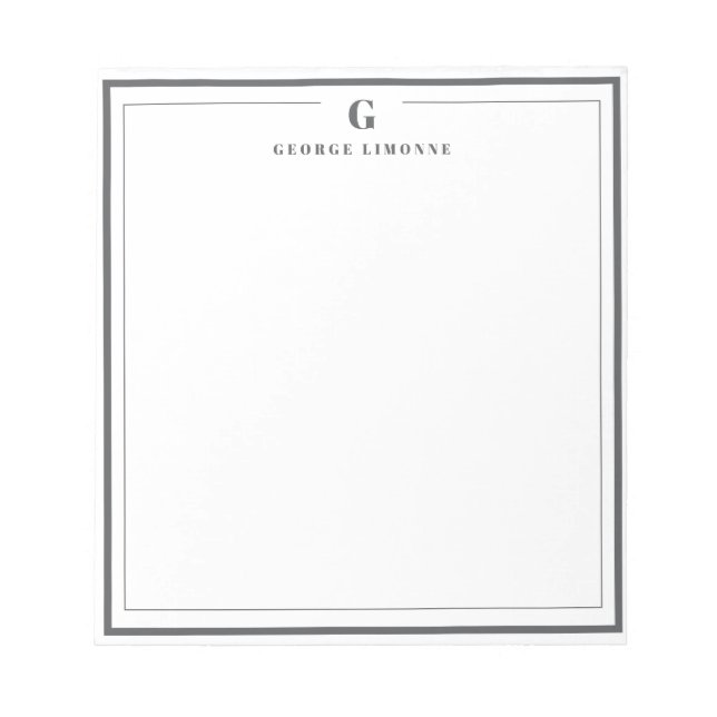 Bloc-note Papeterie personnalisée avec monogramme et bordure (Devant)