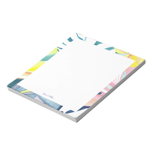 Bloc-note Papeterie personnalisée d'art abstrait tropical (Tourné)