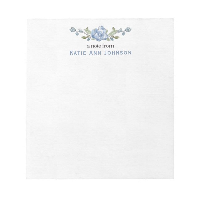 Bloc-note Papeterie personnalisée Floral bleu (Devant)