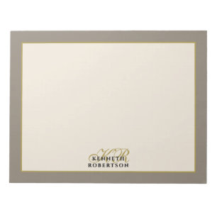 Bloc-note Papeterie personnalisée Taupe Crème Or Minimaliste