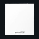 Bloc-note Papeterie professionnelle minimaliste personnalisé<br><div class="desc">Elégant design de nom de typographie minimaliste moderne en noir et blanc,  simple et élégant. grande papeterie professionnelle personnalisée. Voir toutes les pièces correspondantes de la collection</div>