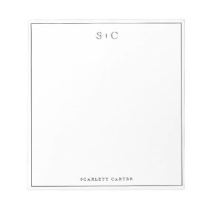 Bloc-note Papeterie simple moderne avec initiales et bordure