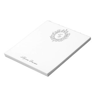 Bloc-note Papeterie vintage à monogramme floral élégant