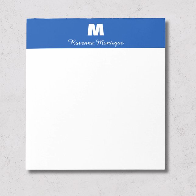 Bloc-note Papier à Lettre Monogramme Personnalisé Bleu Cobal (Créateur téléchargé)