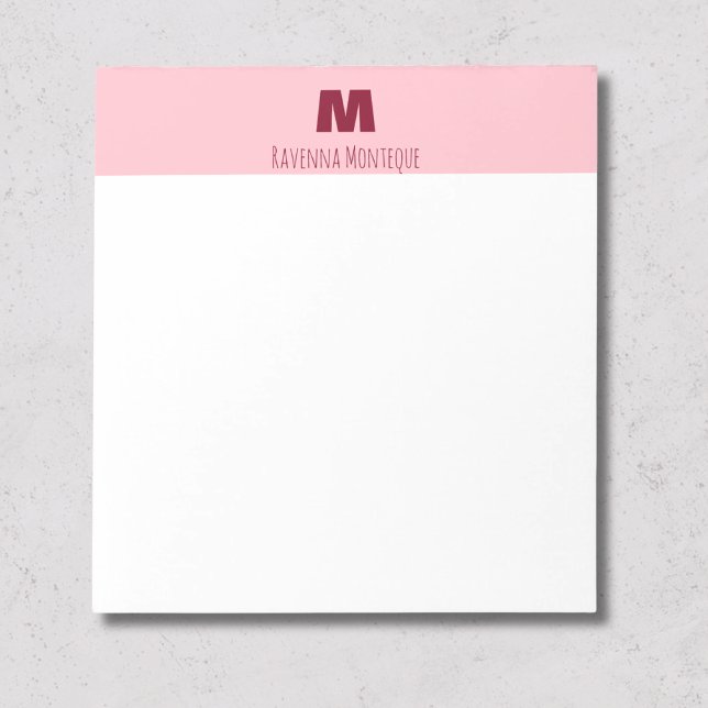 Bloc-note Papier à Lettre Monogramme Personnalisé Rose Bébé (Créateur téléchargé)