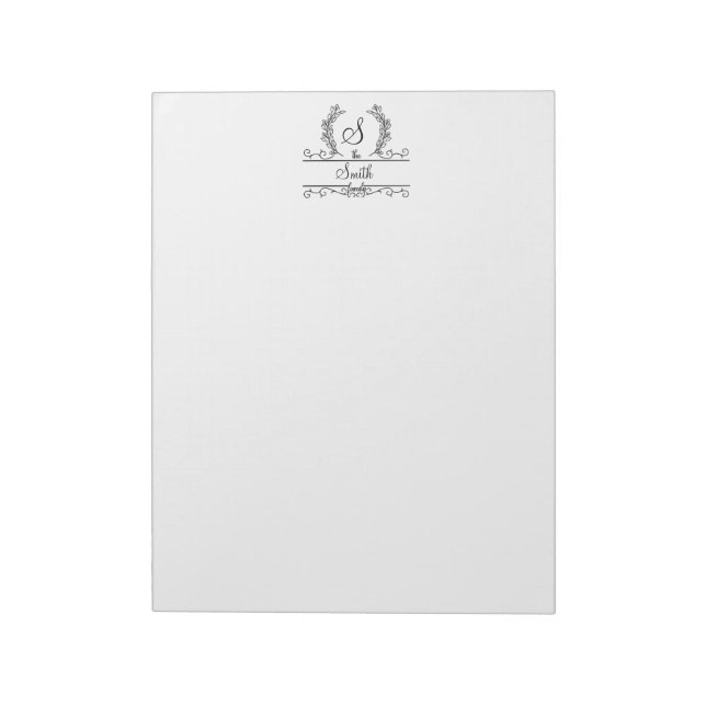 Bloc-note Papier à lettres avec nom de famille monogrammé en (Tourné)