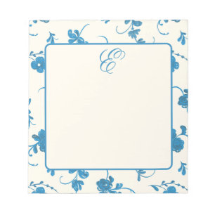 Bloc-note Papier à Lettres Bleu Ivoire Élégant Monogramme