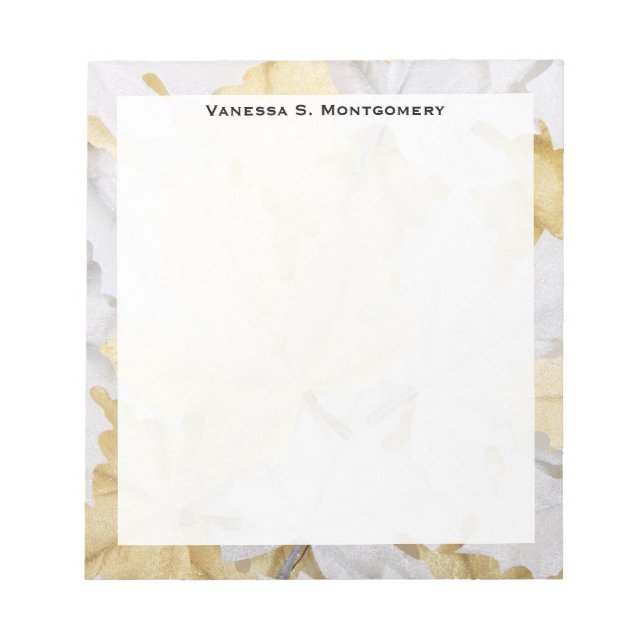 Bloc-note Papier à lettres de vacances en or blanc et feuill (Devant)