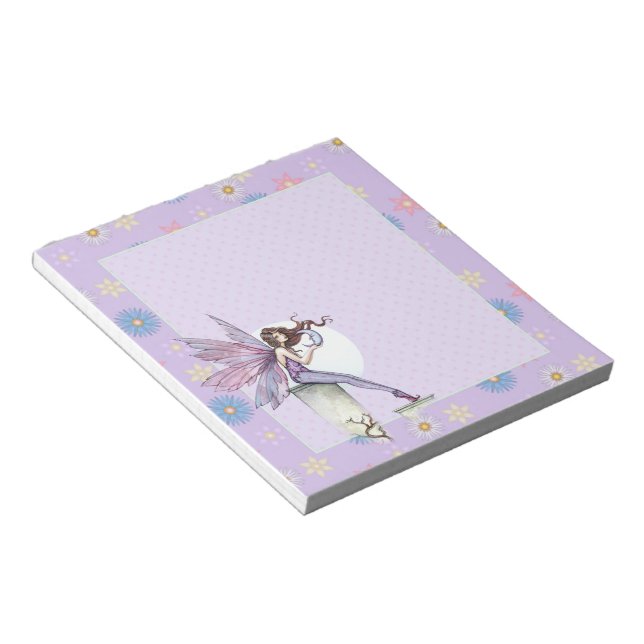 Bloc-note Papier à lettres fantaisie fée violet pâle floral (Incliné)