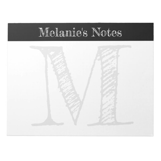 Bloc-note Papier à lettres grand monogramme personnalisé typ (Devant)