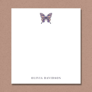 Bloc-note Papier à lettres personnalisé papillon violet mode