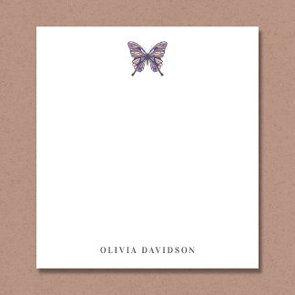 Bloc-note Papier à lettres personnalisé papillon violet mode