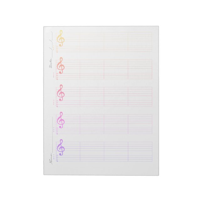 Bloc-note Papier à musique avec portée & tablature pour ukul (Tourné)