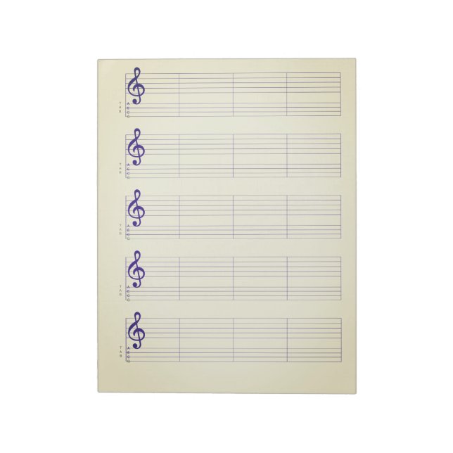 Bloc-note Papier à musique avec portée & tablature pour ukul (Tourné)