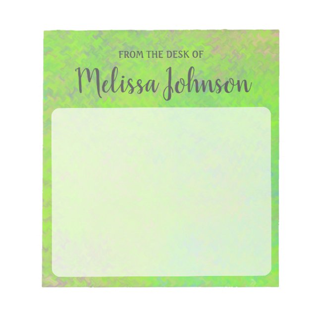 Bloc-note Papier Art Personnalisé Beau Vert Citron Marbré (Devant)