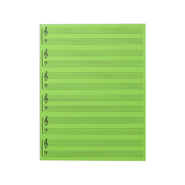 Bloc-note Papier de feuille de musique verte Lime (Tourné)
