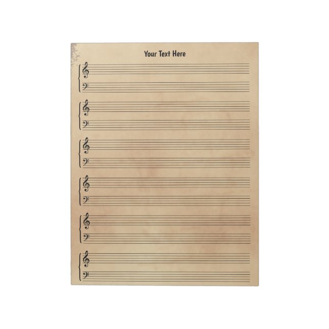 Bloc-note Papier de musique personnalisé antique vintage (Tourné)