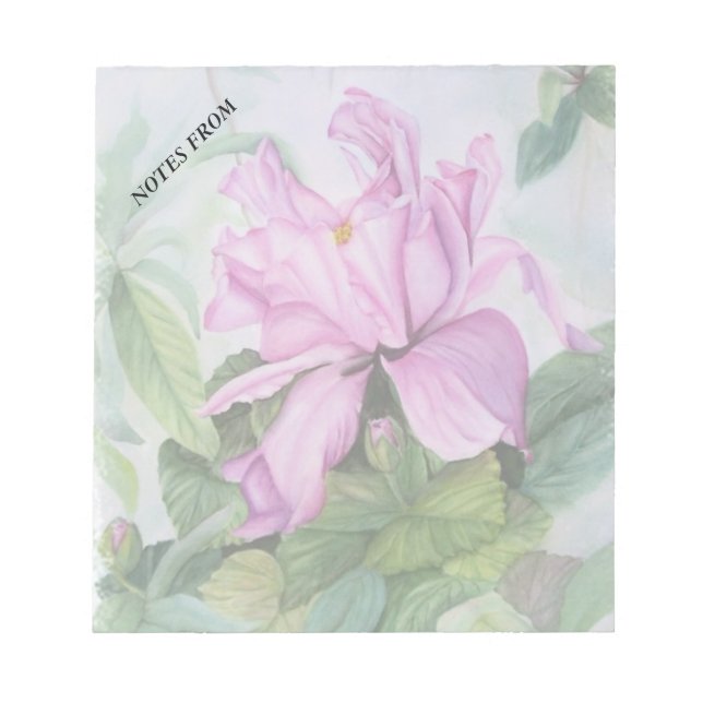 BLOC-NOTE PAPIER DE NOTE PERSONNALISABLE ROSE TROPICAL ORCHI (Devant)
