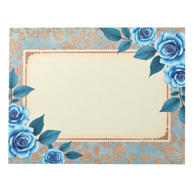 Bloc-note Papier de scrapbooking/cahier de notes bleu floral (Devant)