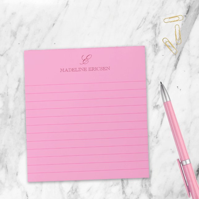 Bloc-note Papier élégant féminin à monogramme ligné (Créateur téléchargé)