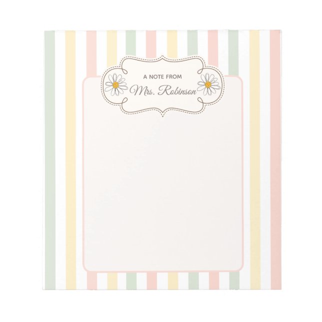 Bloc-note Papier floral pastel personnalisé | Écriture de no (Devant)